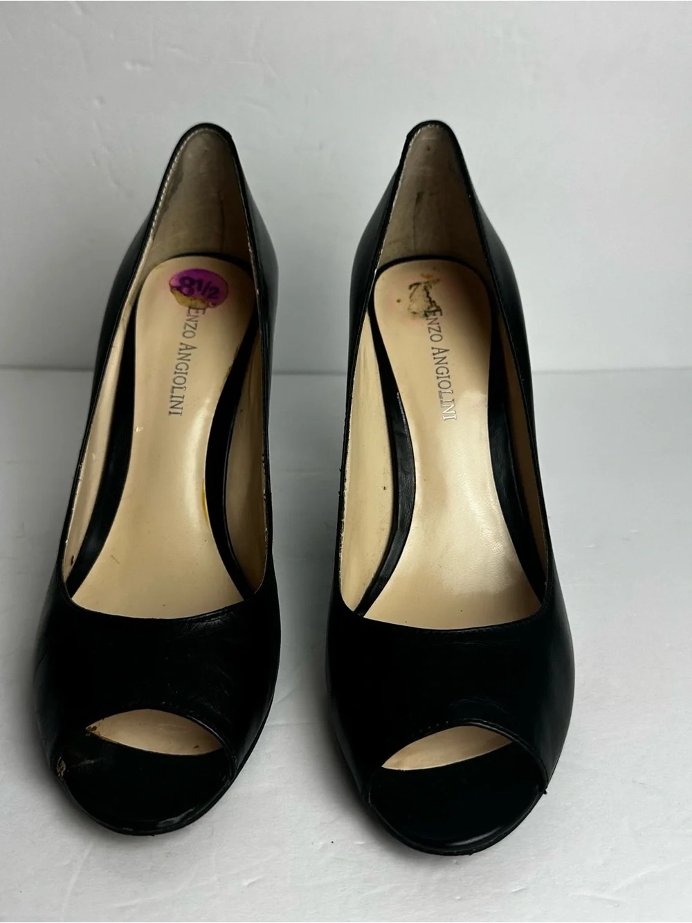 Enzo Angiolini Pumps Women's Size 8.5 Heels Shoes Peep Toe Black Business